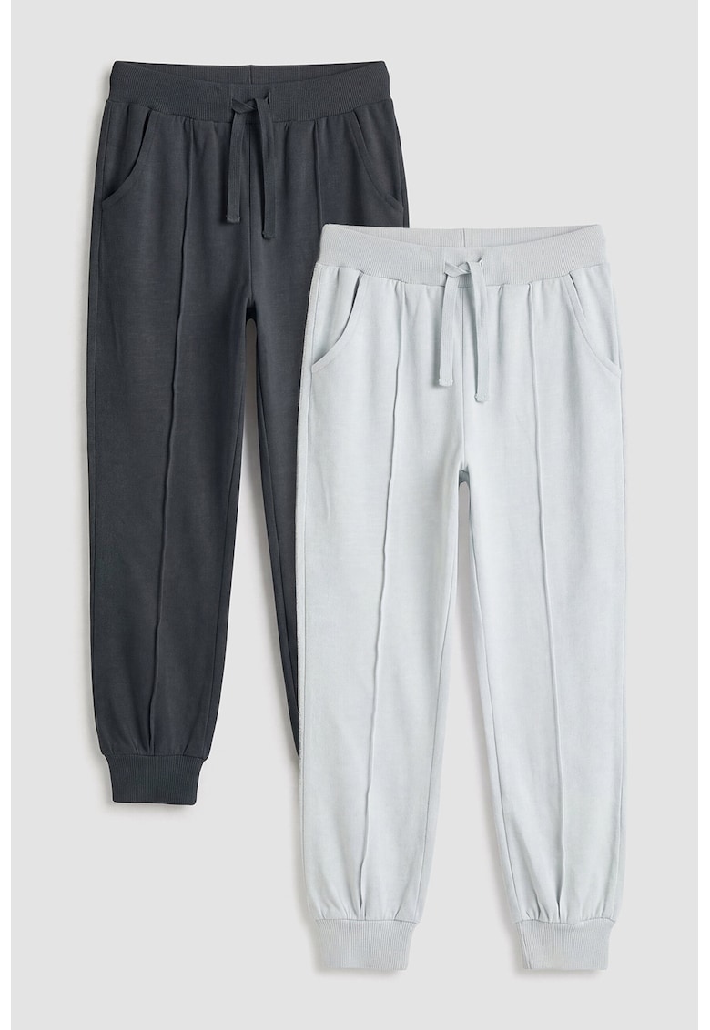 Set de pantaloni de trening din bumbac cu snur - 2 piese - Gri deschis/Gri inchis