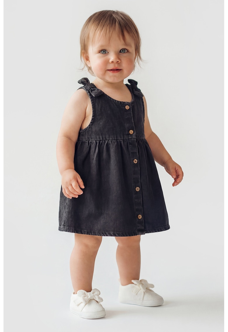 Rochie-camasa din denim - fara maneci - Gri antracit