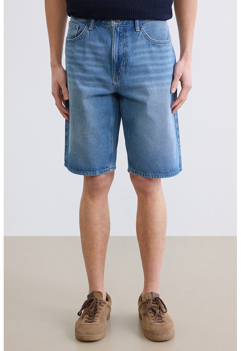 Blugi scurti relaxed fit - Albastru melange