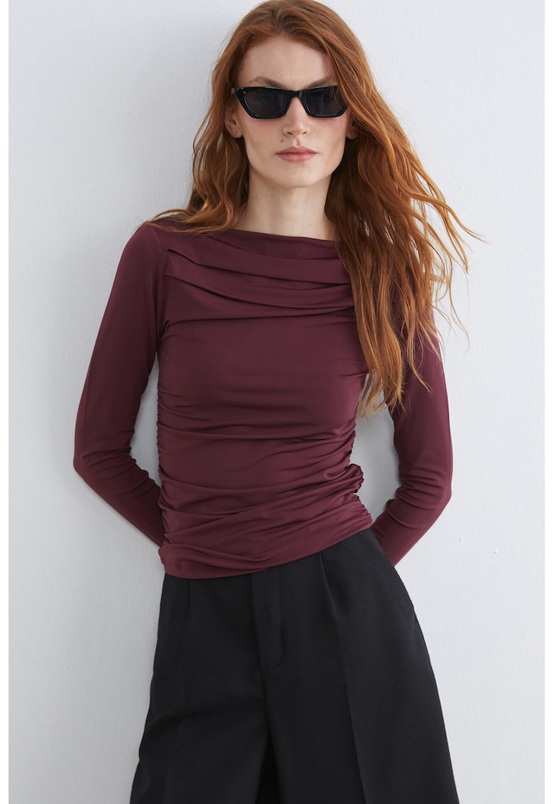 Bluza cu decolteu barcuta - Violet tyrian