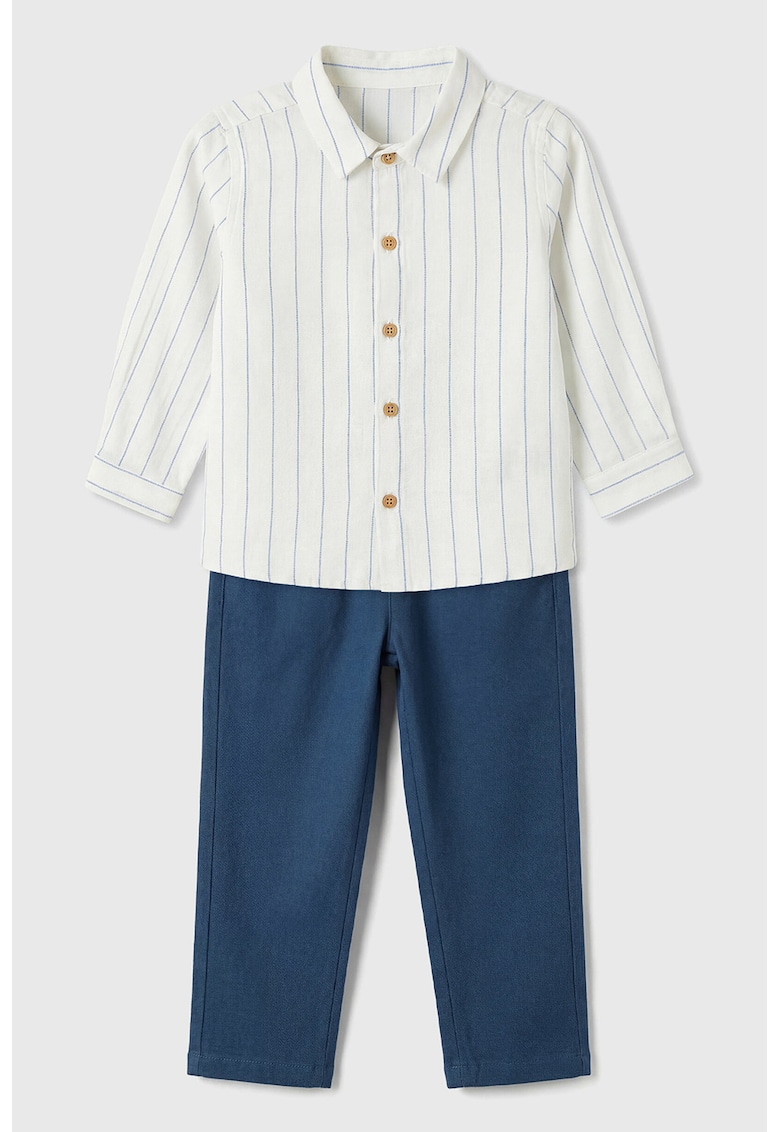 Set de camasa si pantaloni de trening - Alb/Albastru gentian
