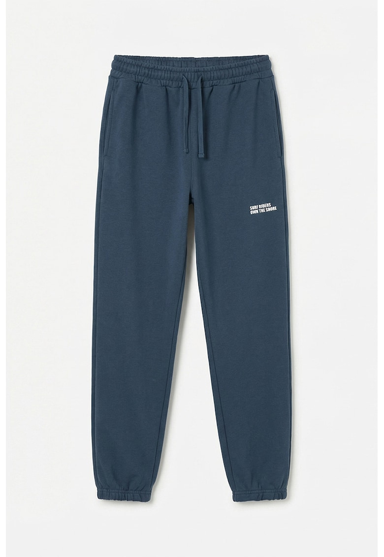 Pantaloni de trening cu text - Albastru petrol