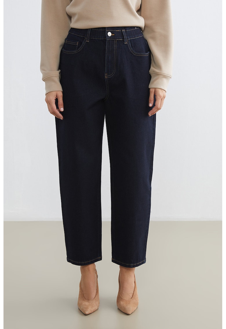Blugi crop barrel fit - Albastru ultramarin