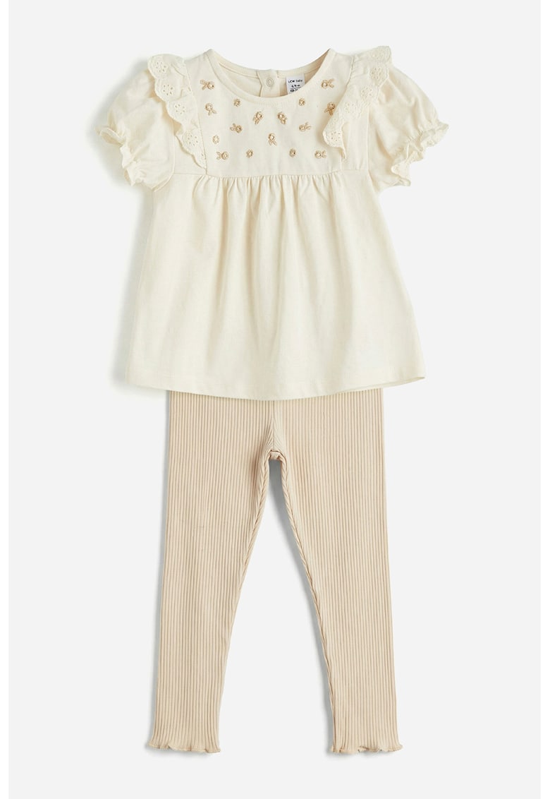 Set de bluza si colanti - Bej/Bej inchis