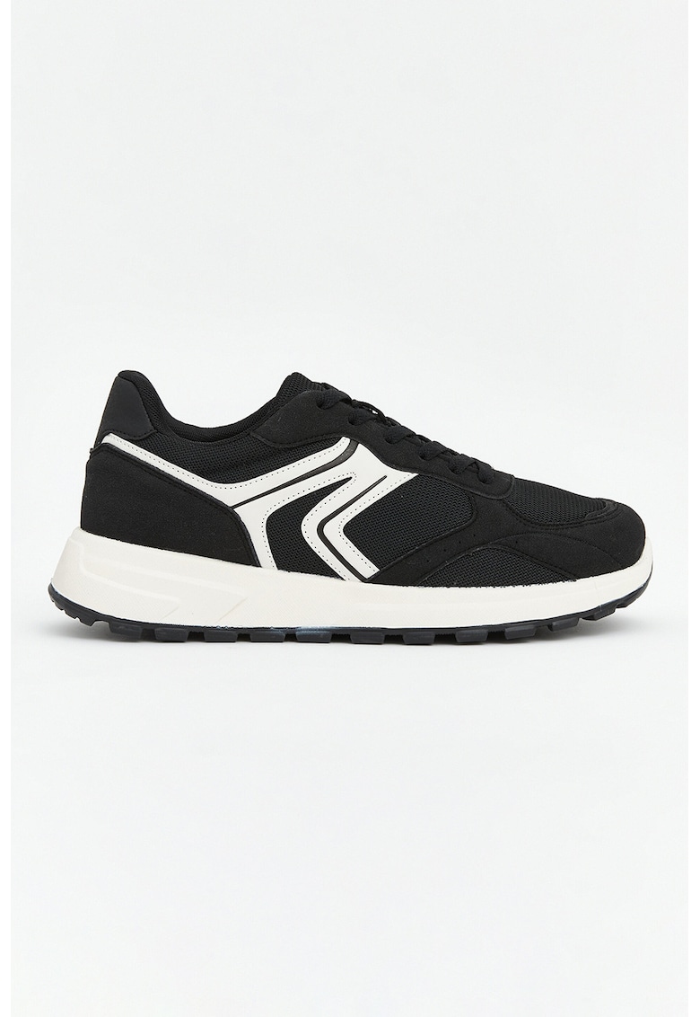 Pantofi sport cu insertii de plasa - Alb/Negru