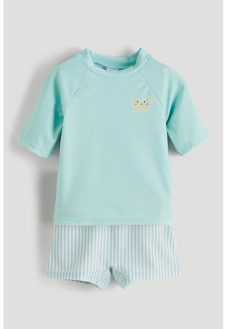 Costum de baie cu imprimeu si doua piese - Turcoaz
