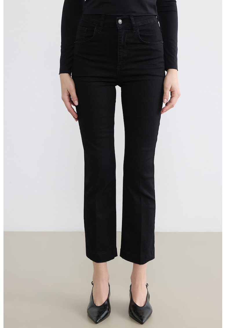 Blugi crop bootcut - Negru