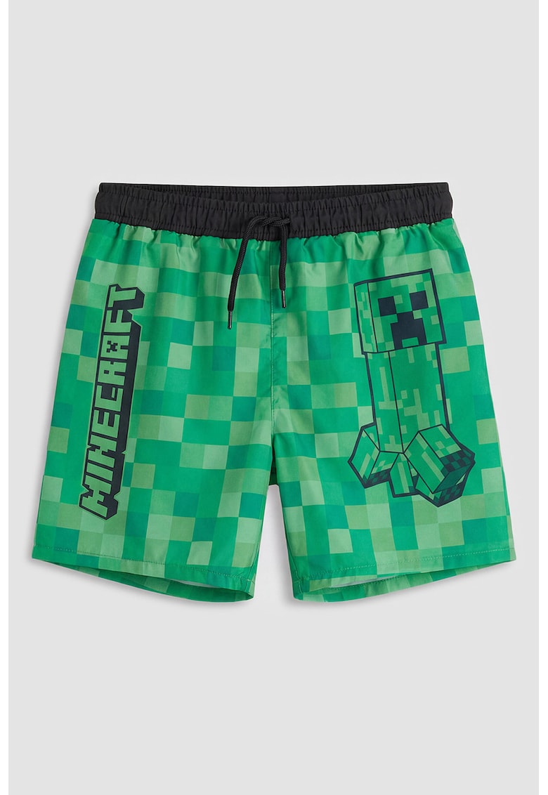 Pantaloni scurti de baie cu snur Minecraft - Verde/Negru