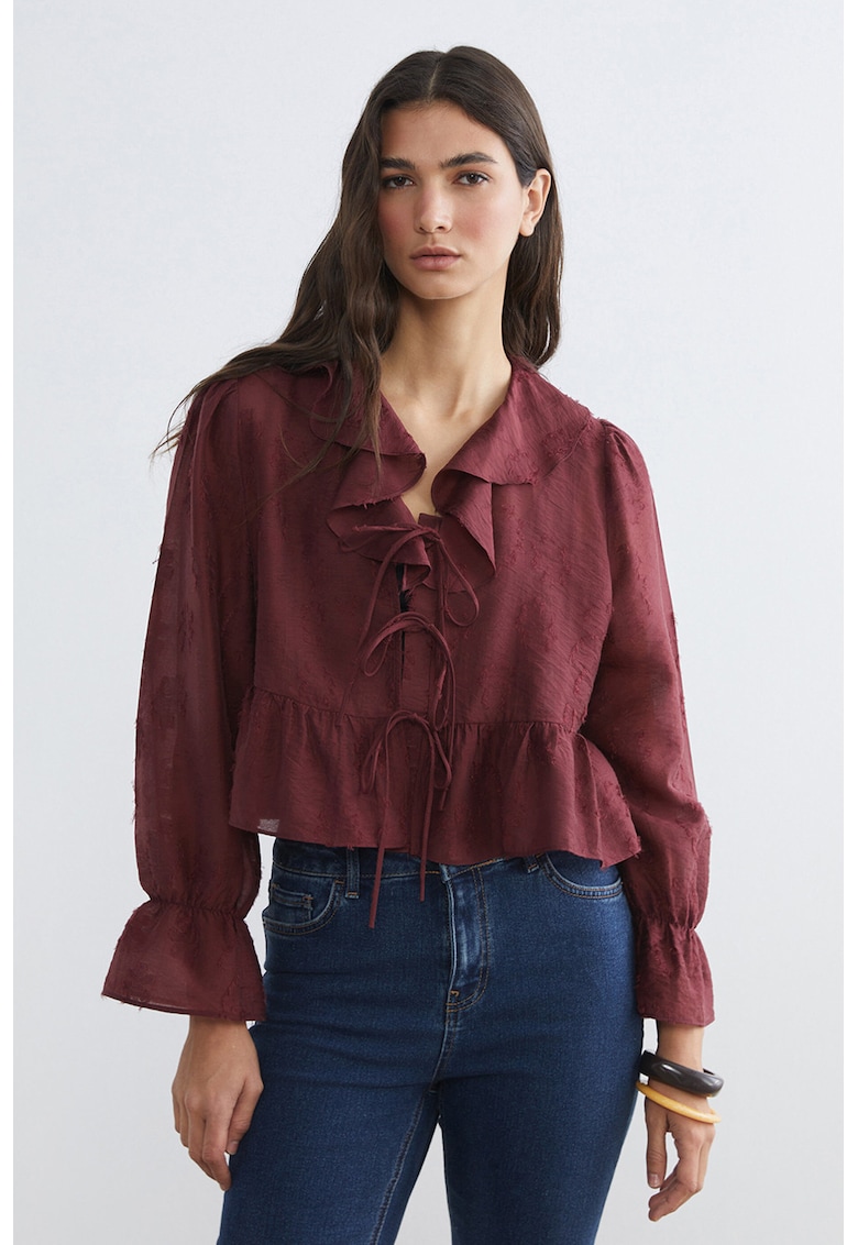 Bluza din amestec de lyocell cu volane