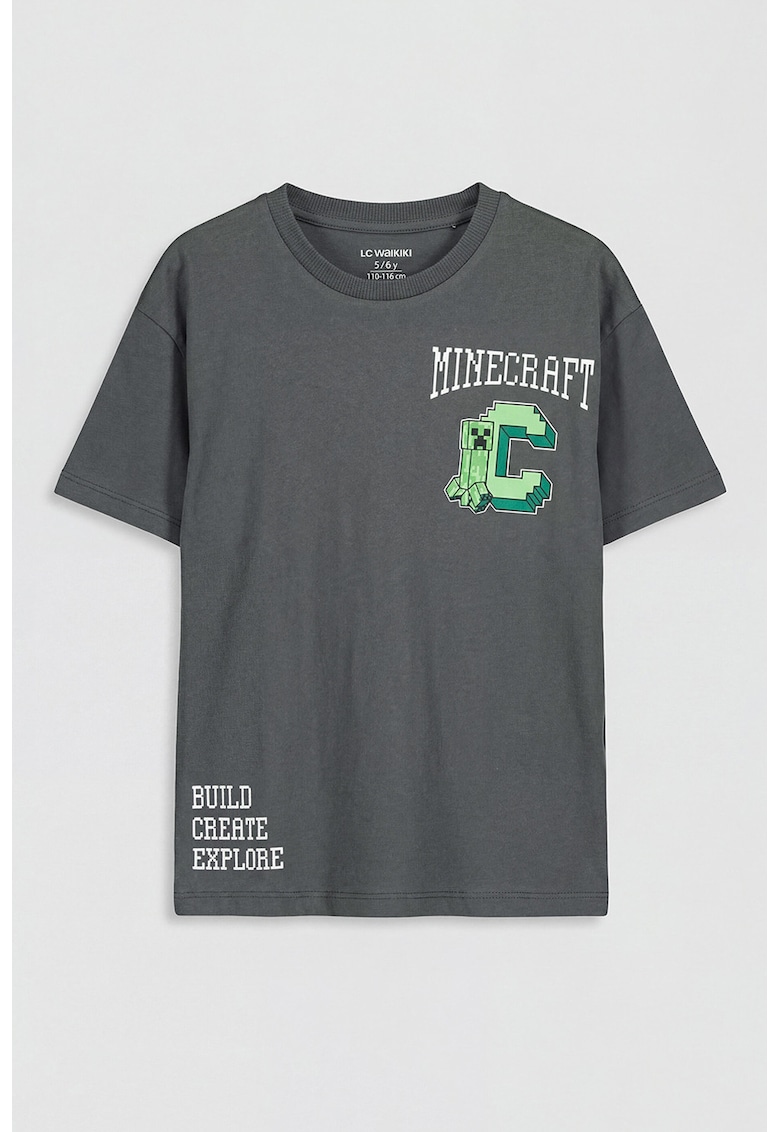 Tricou cu Minecraft - Gri inchis