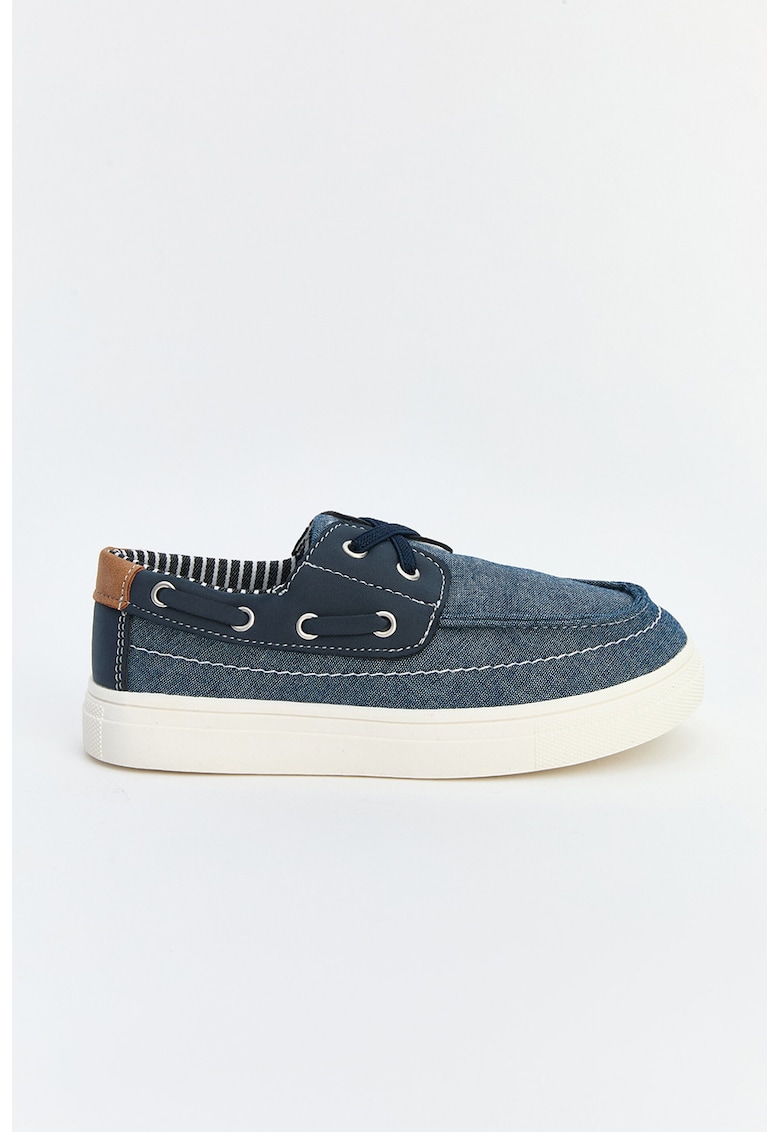 Pantofi boat slip-on de denim - Albastru melange