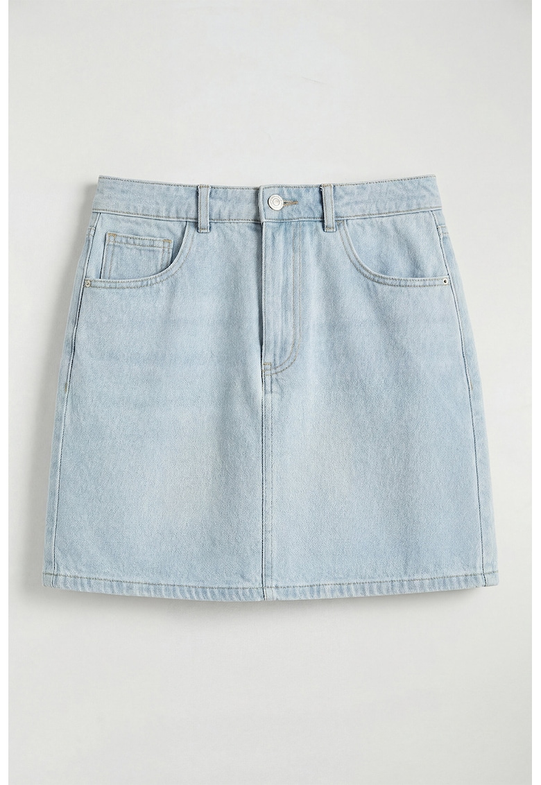 Fusta mini din denim - Albastru pastel
