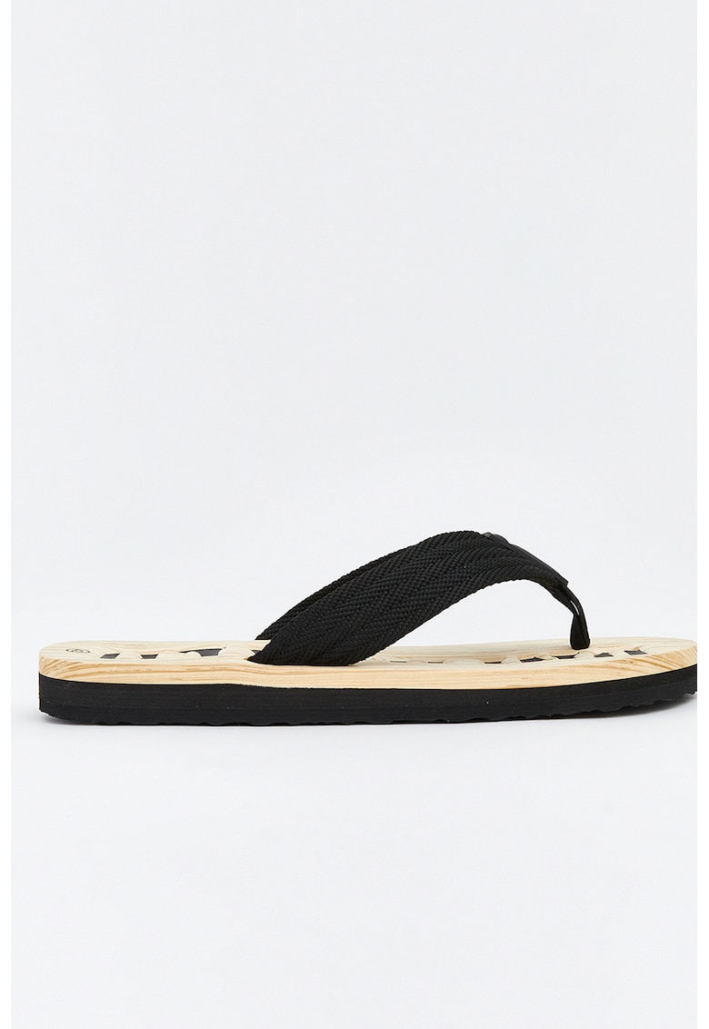 Papuci flip-flop cu model textil - Negru