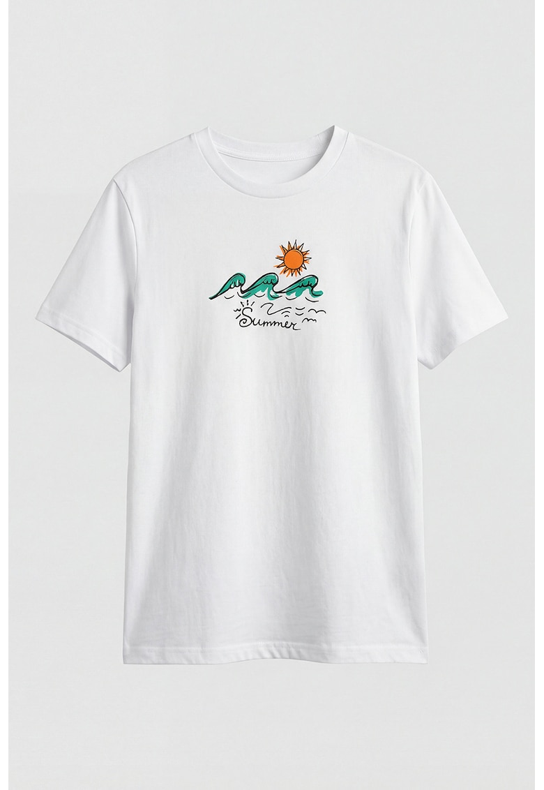 Tricou regular fit cu imprimeu grafic - Alb optic