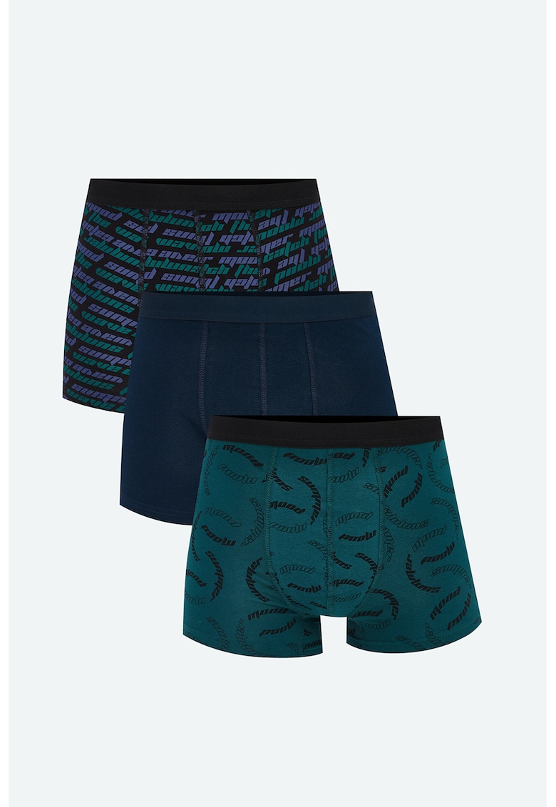 Pantaloni scurti din amestec de bumbac cu imprimeu - Albastru inchis/Albastru petrol
