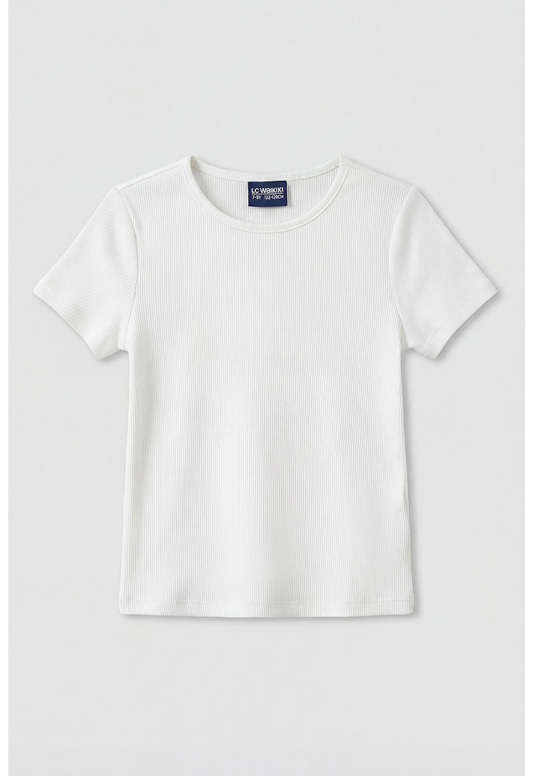 Tricou uni striat - Alb