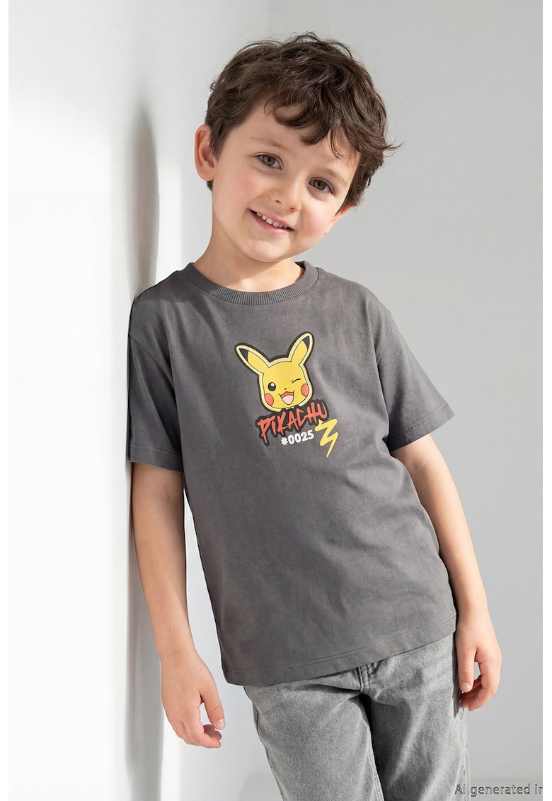 Tricou cu Pikachu - Gri inchis