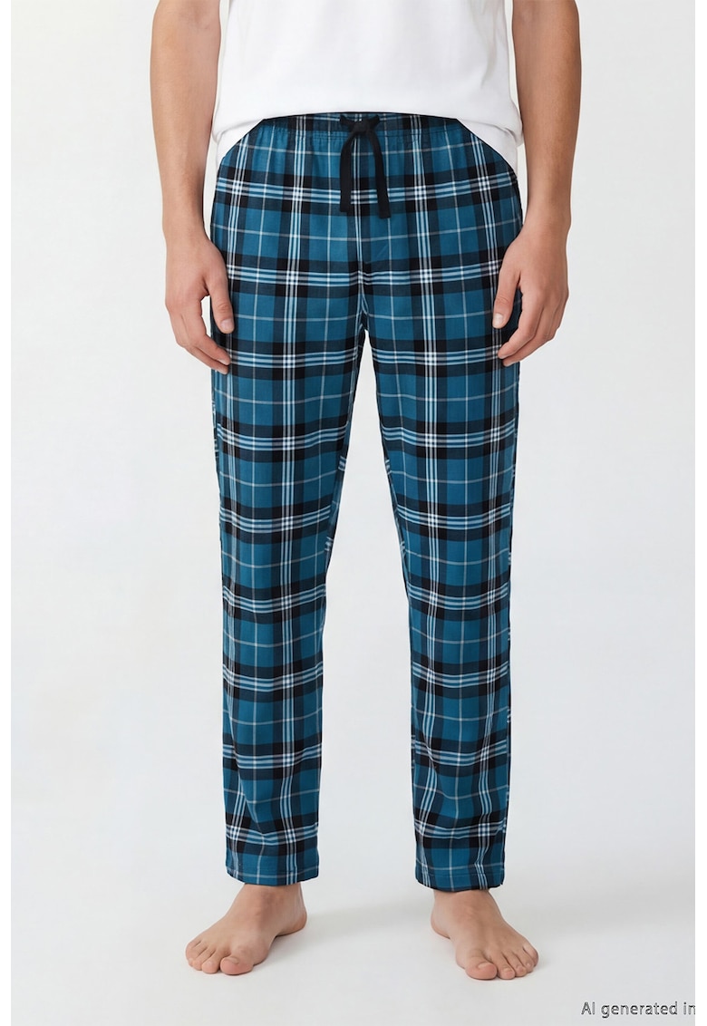 Pantaloni de pijama cu model in carouri - Alb/Albastru ultramarin/Albastru