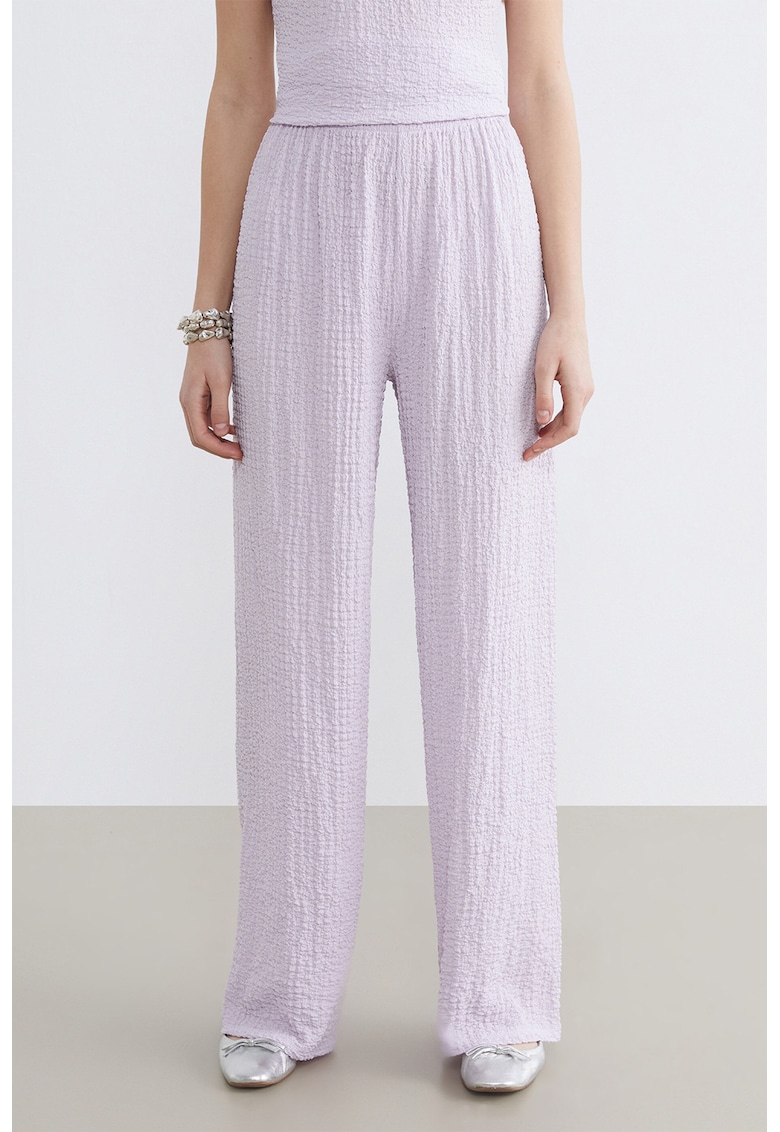 Pantaloni relaxed fit texturati - Lila