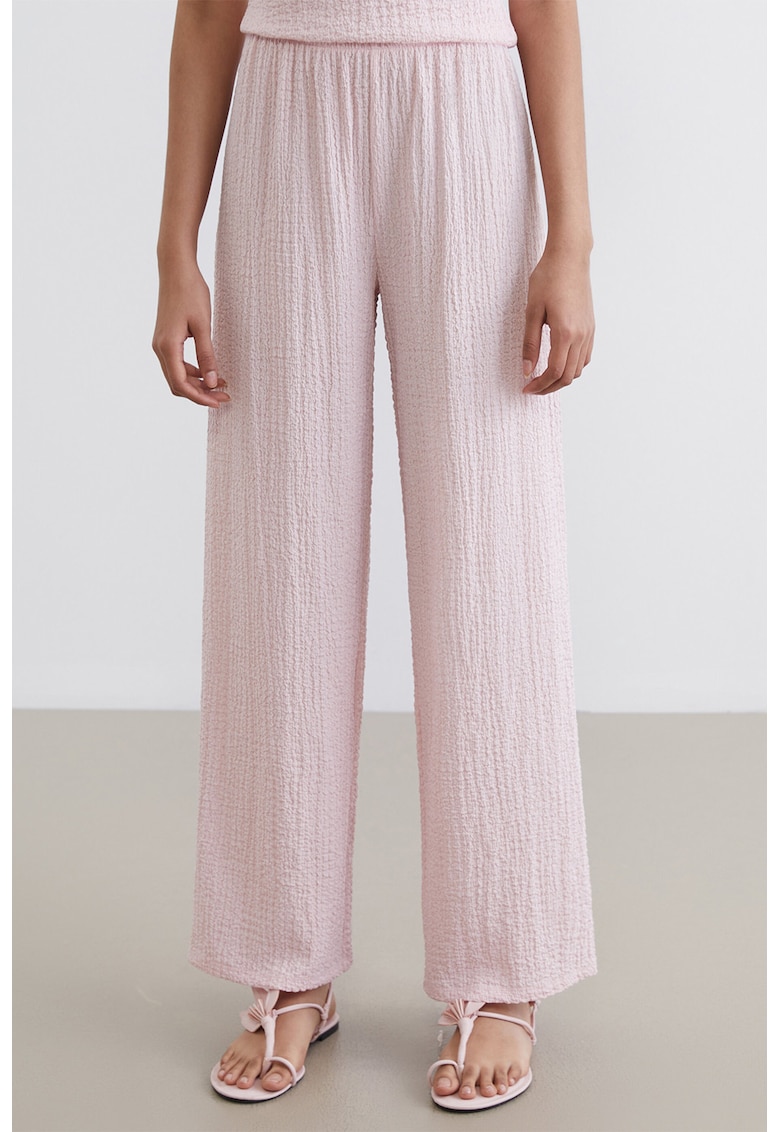 Pantaloni relaxed fit texturati - Roz pal