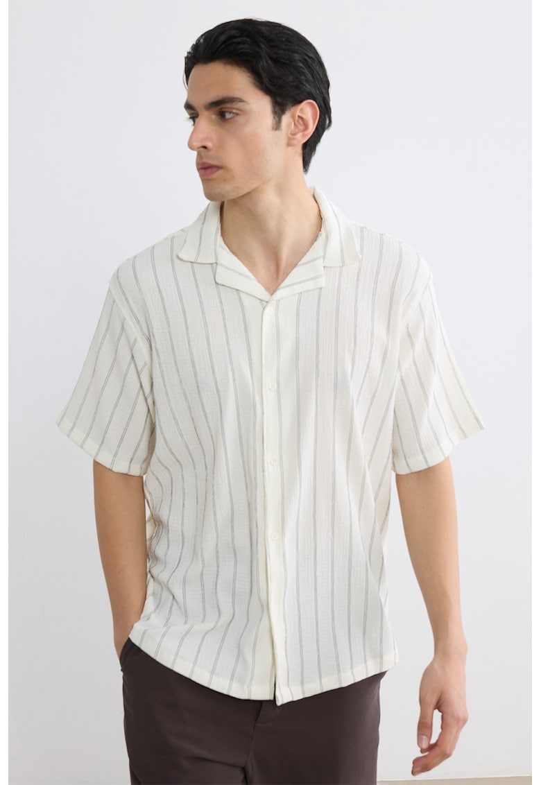 Camasa regular fit cu dungi - Alb fildes
