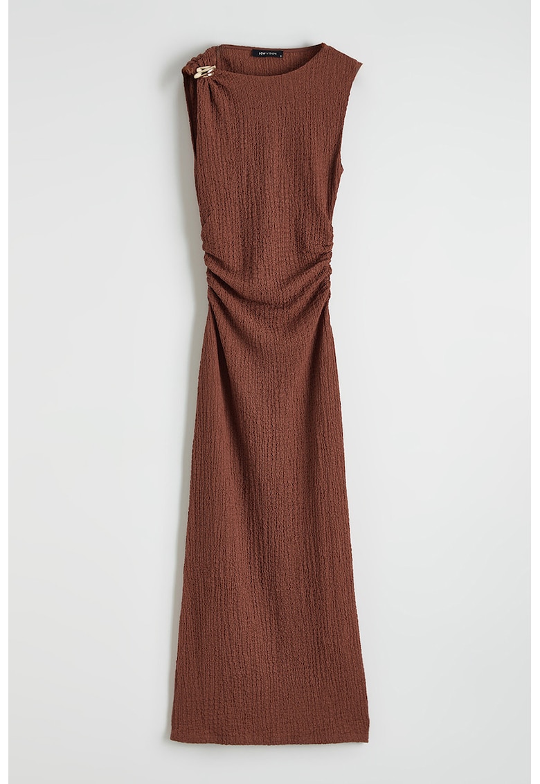 Rochie texturata fara maneci - Maro scortisoara