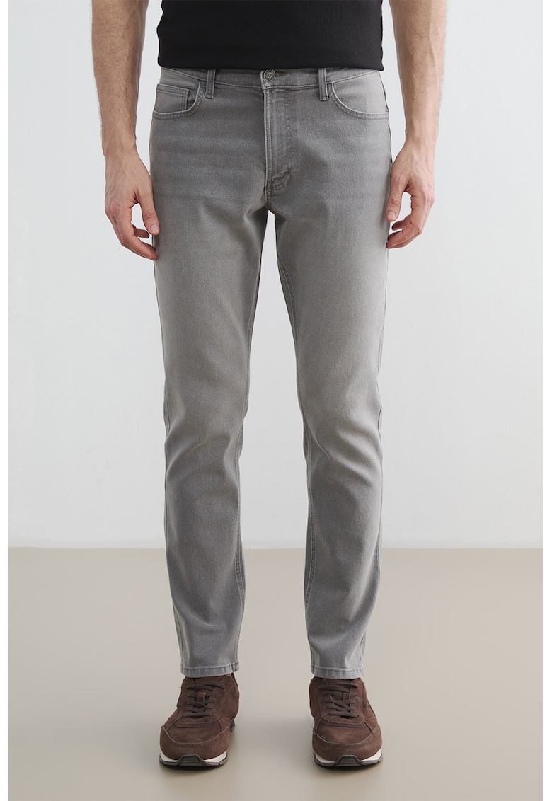 Blugi skinny cu aspect decolorat - Gri