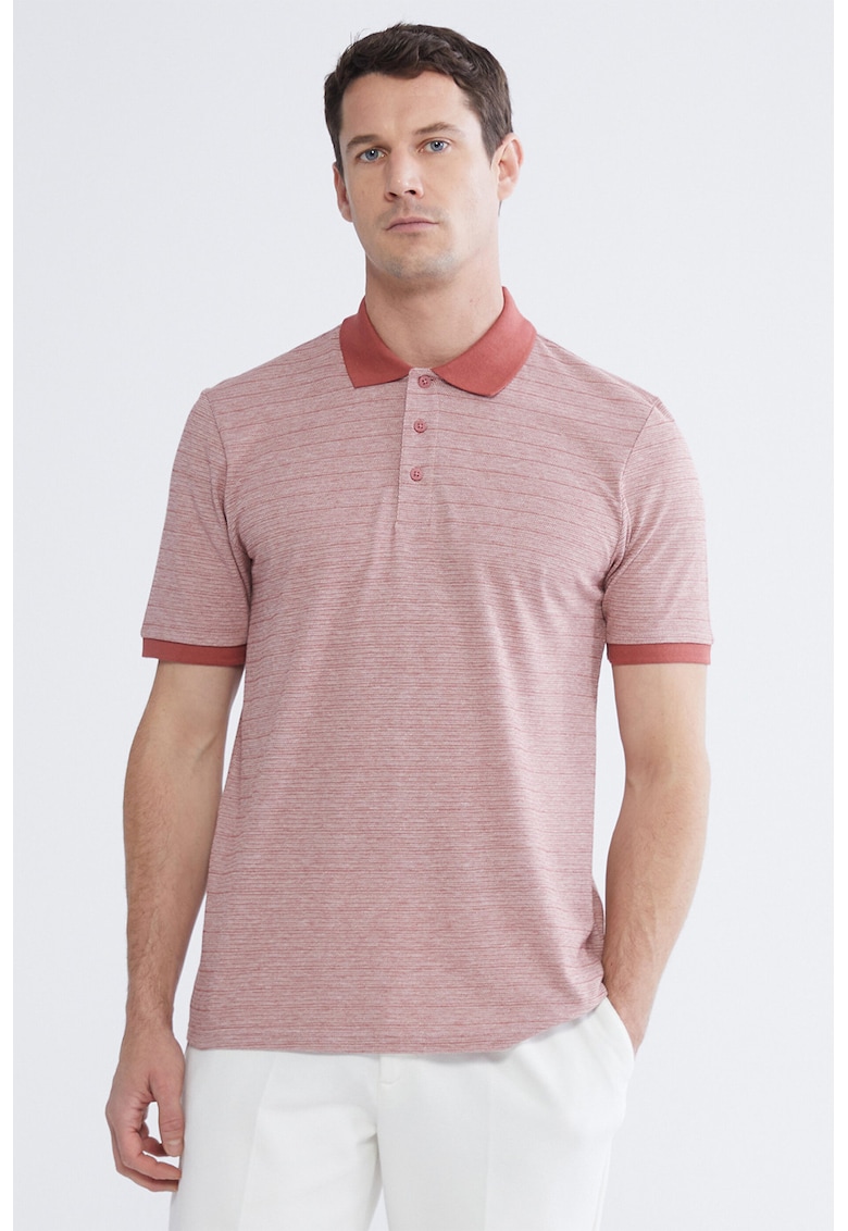 Tricou polo din material pique - Caramiziu