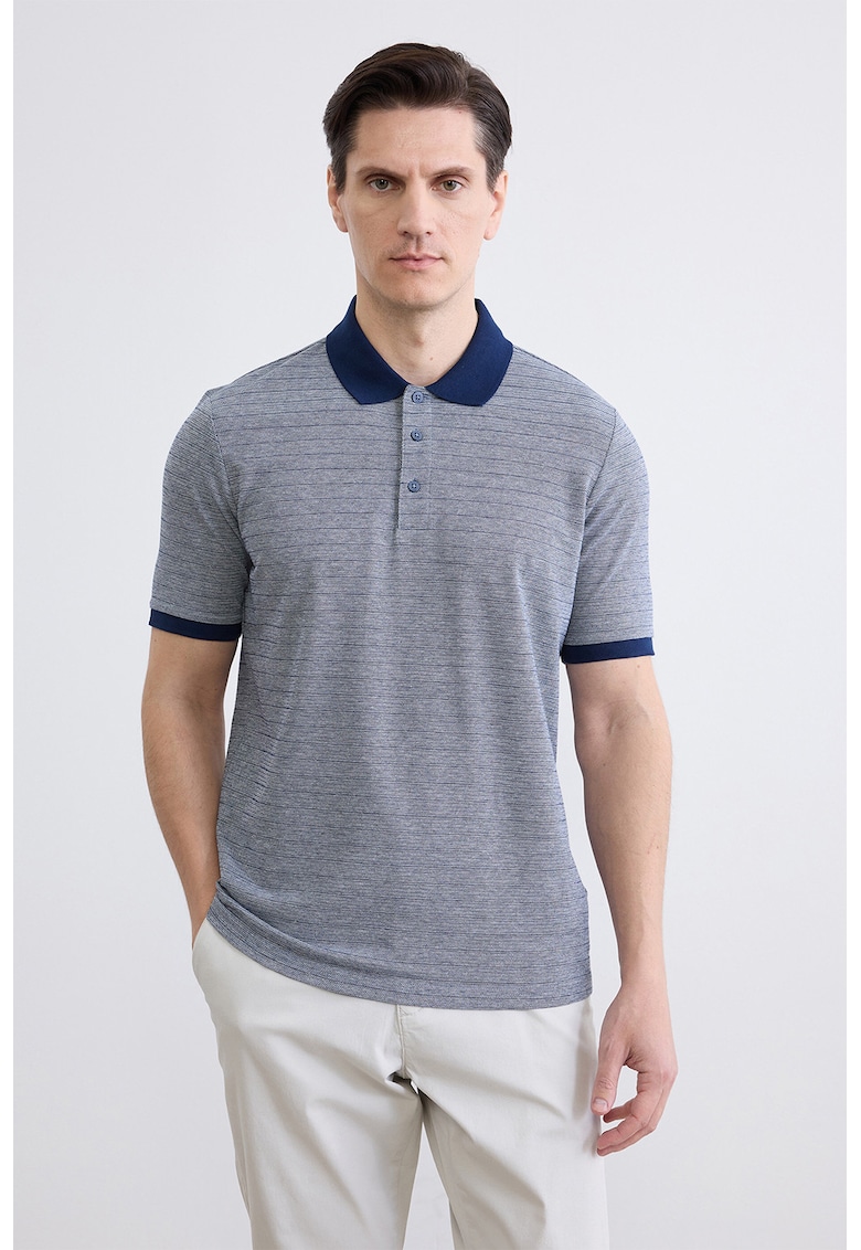 Tricou polo din material pique - Albastru inchis