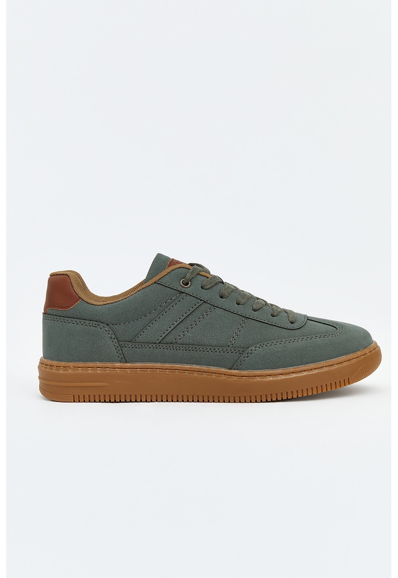 Pantofi sport din piele intoarsa sintetica cu model uni - Verde feriga