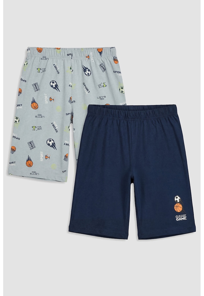 Set de pijamale scurte - 2 perechi - Gri deschis/Bleumarin