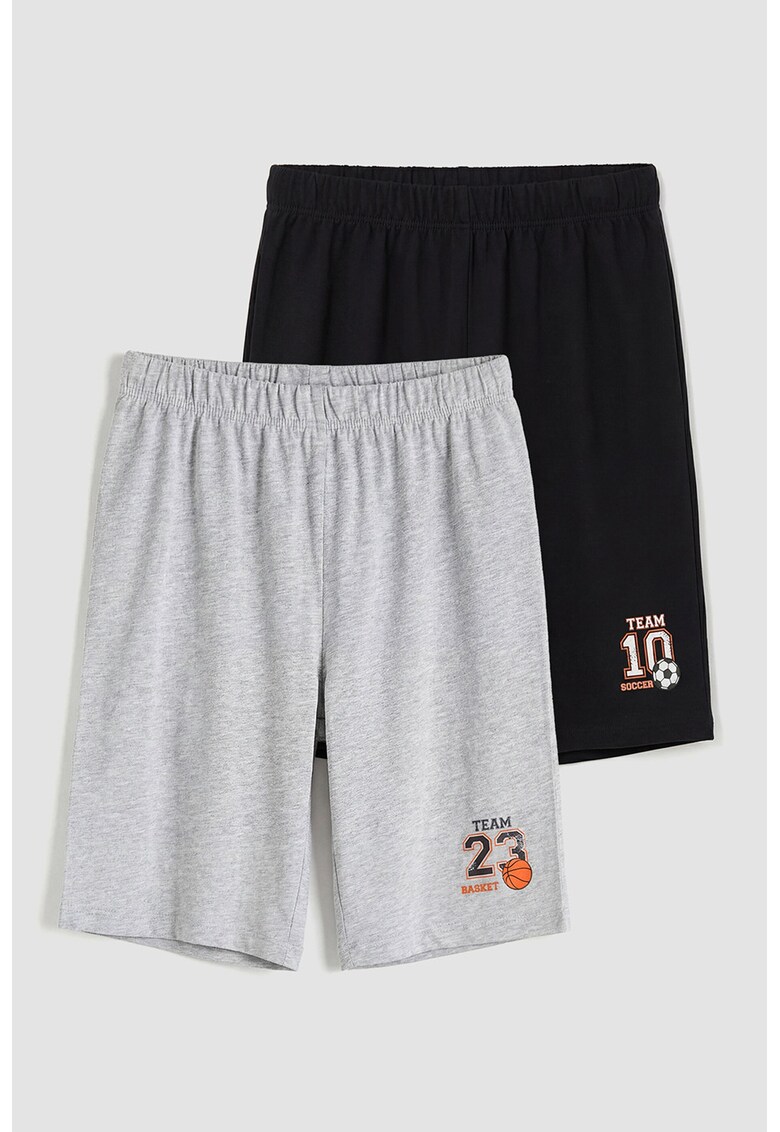 Set de pijamale scurte cu imprimeu - 2 perechi - Negru/Gri deschis melange