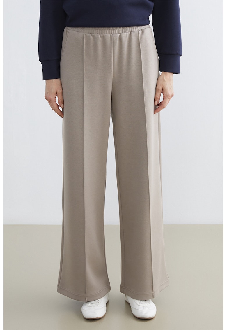 Pantaloni de trening cu croiala evazata si model uni - Maro deschis