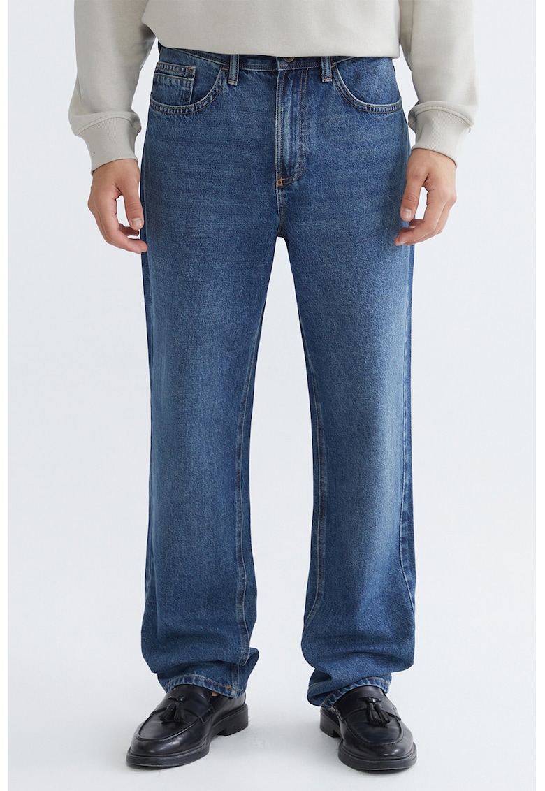 Blugi relaxed fit cu buzunare - Albastru inchis