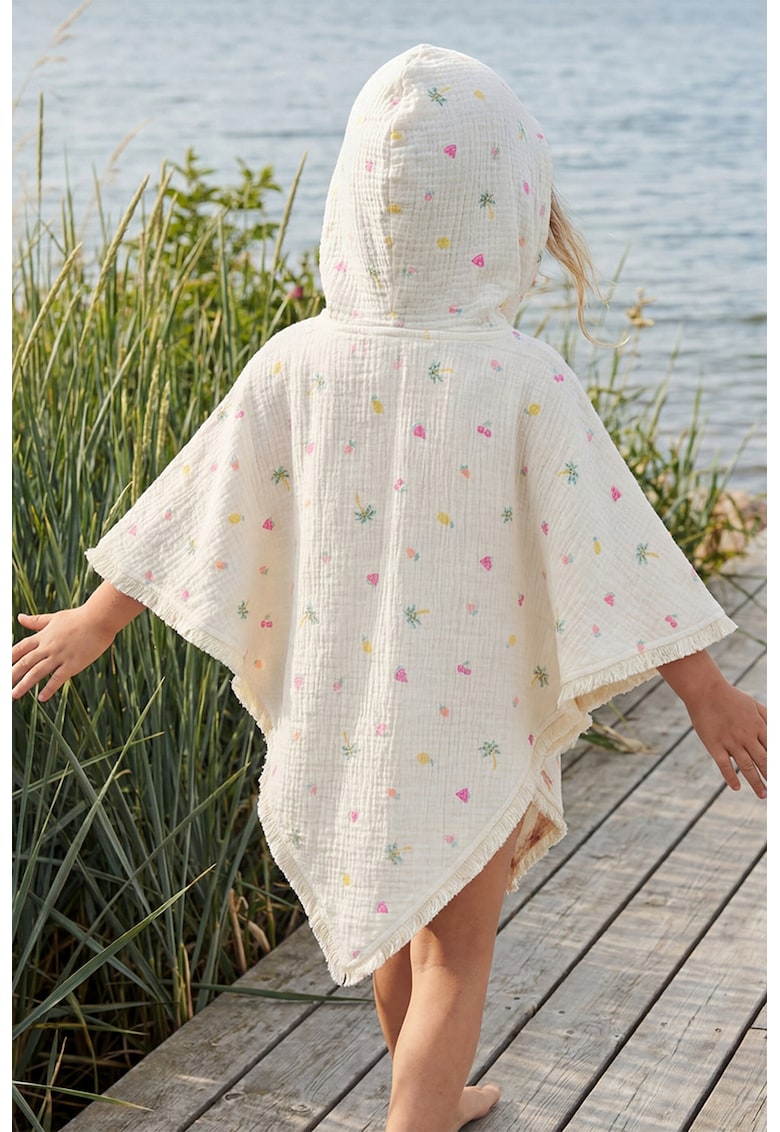 Poncho cu gluga - Galben/Verde sparanghel/Roz/Crem