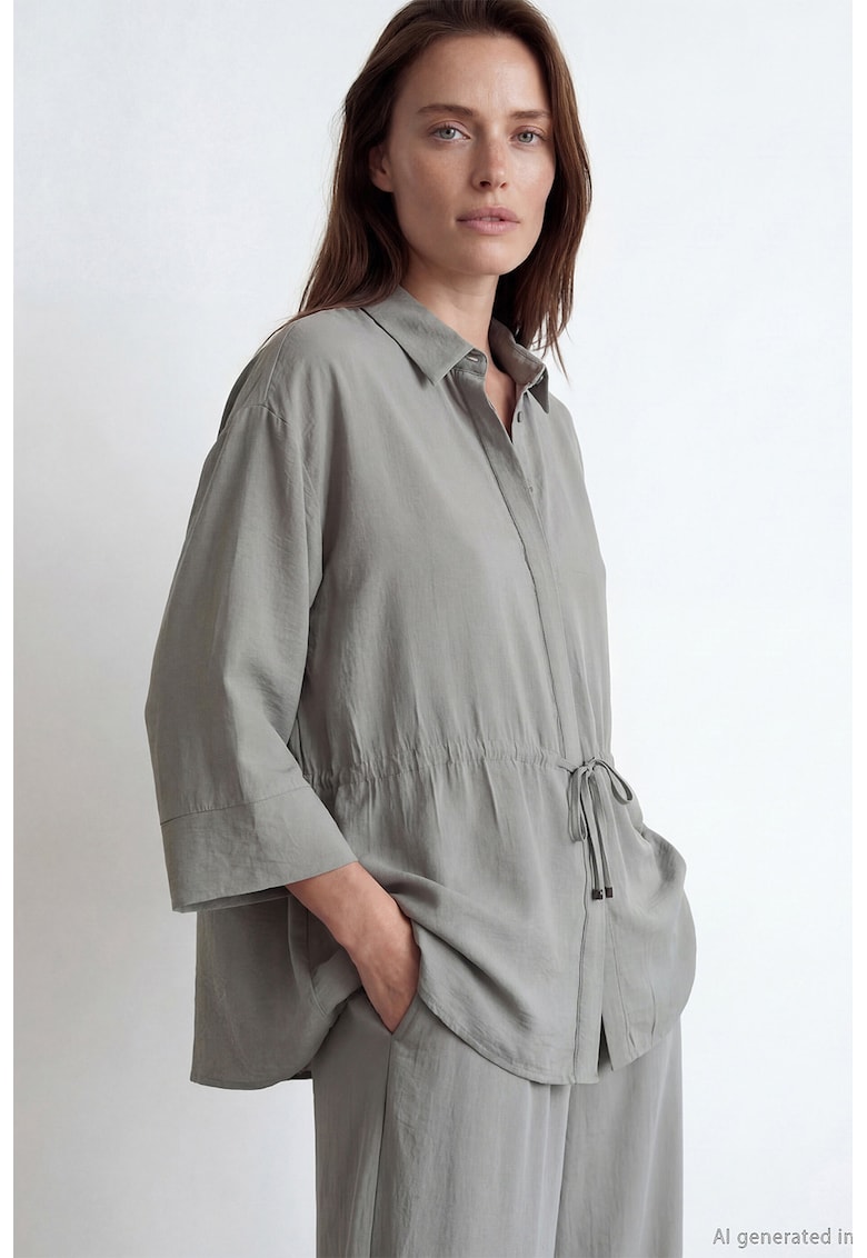 Camasa lejera cu model uni - Gri deschis