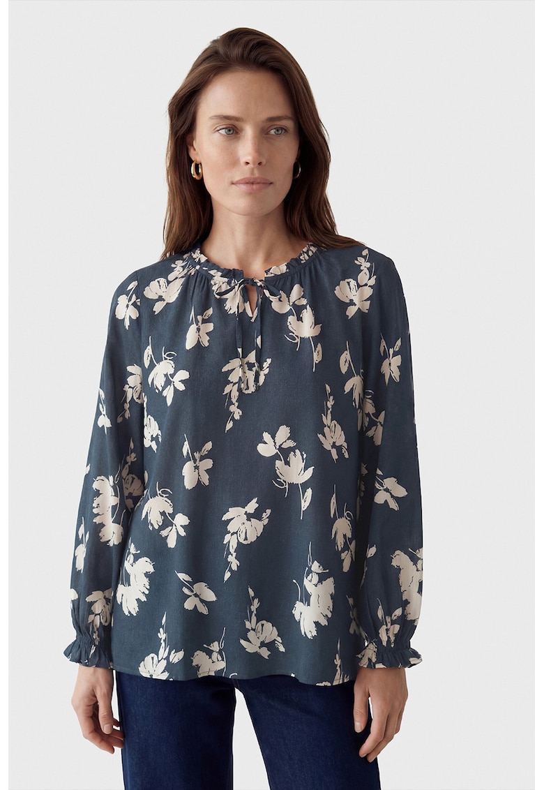 Bluza cu model si mansete elastice - Bleumarin