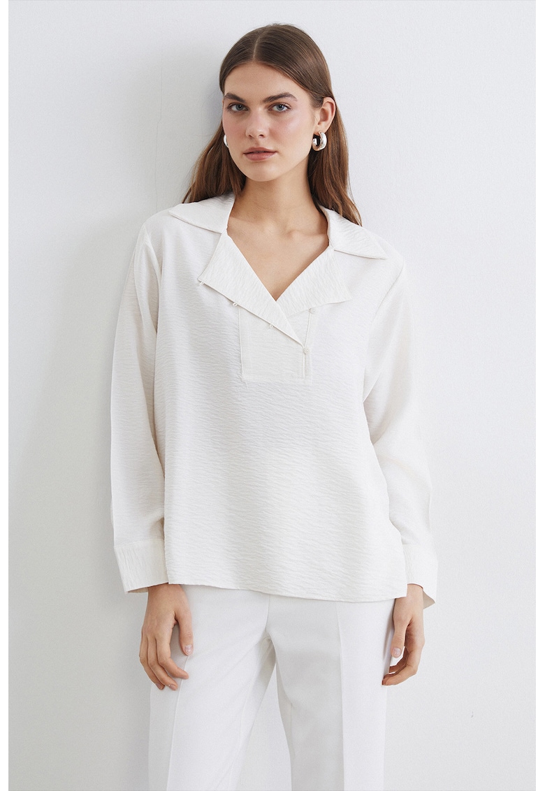 Bluza cu revere - Alb optic