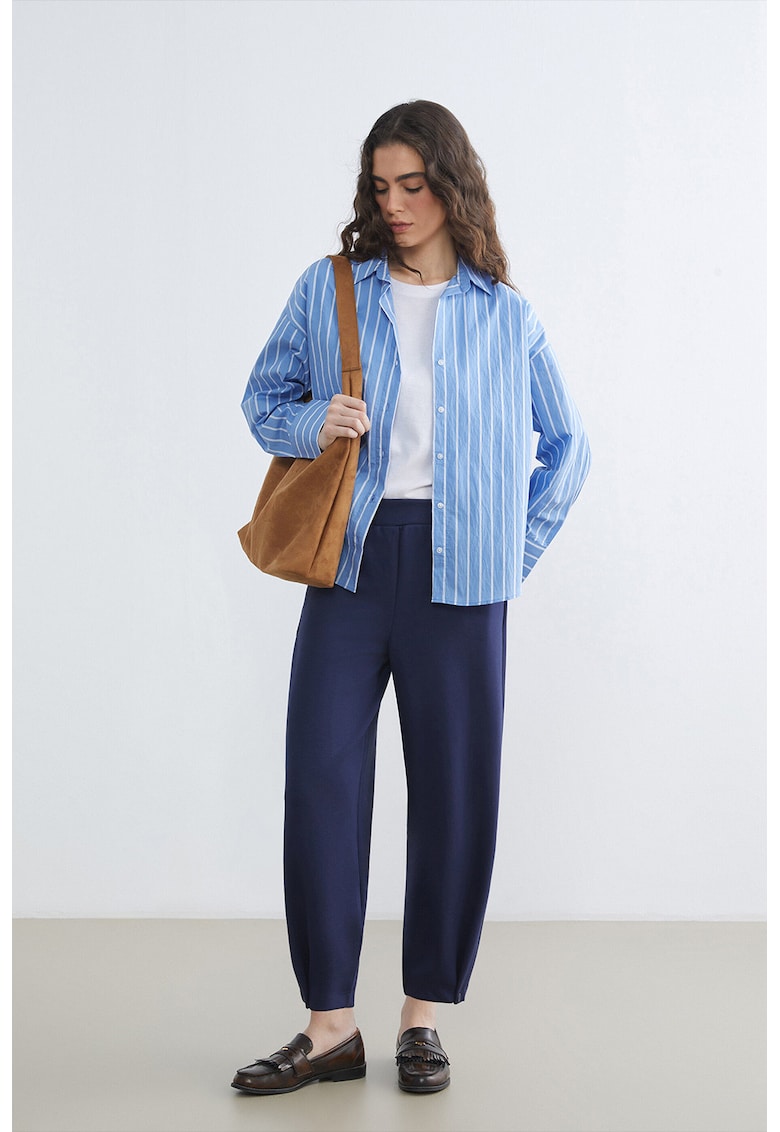 Pantaloni crop cu croiala ballon - Albastru indigo