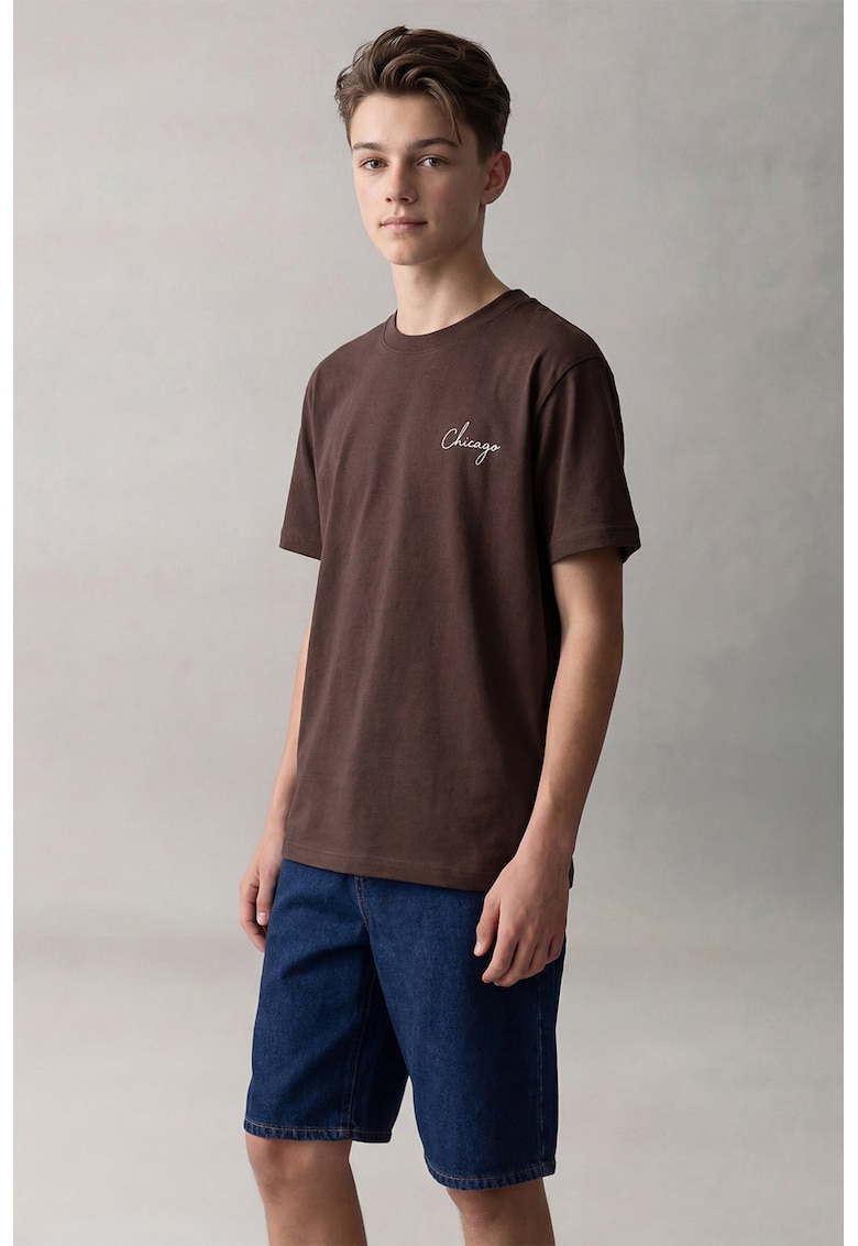 Tricou lejer din bumbac - Maro inchis