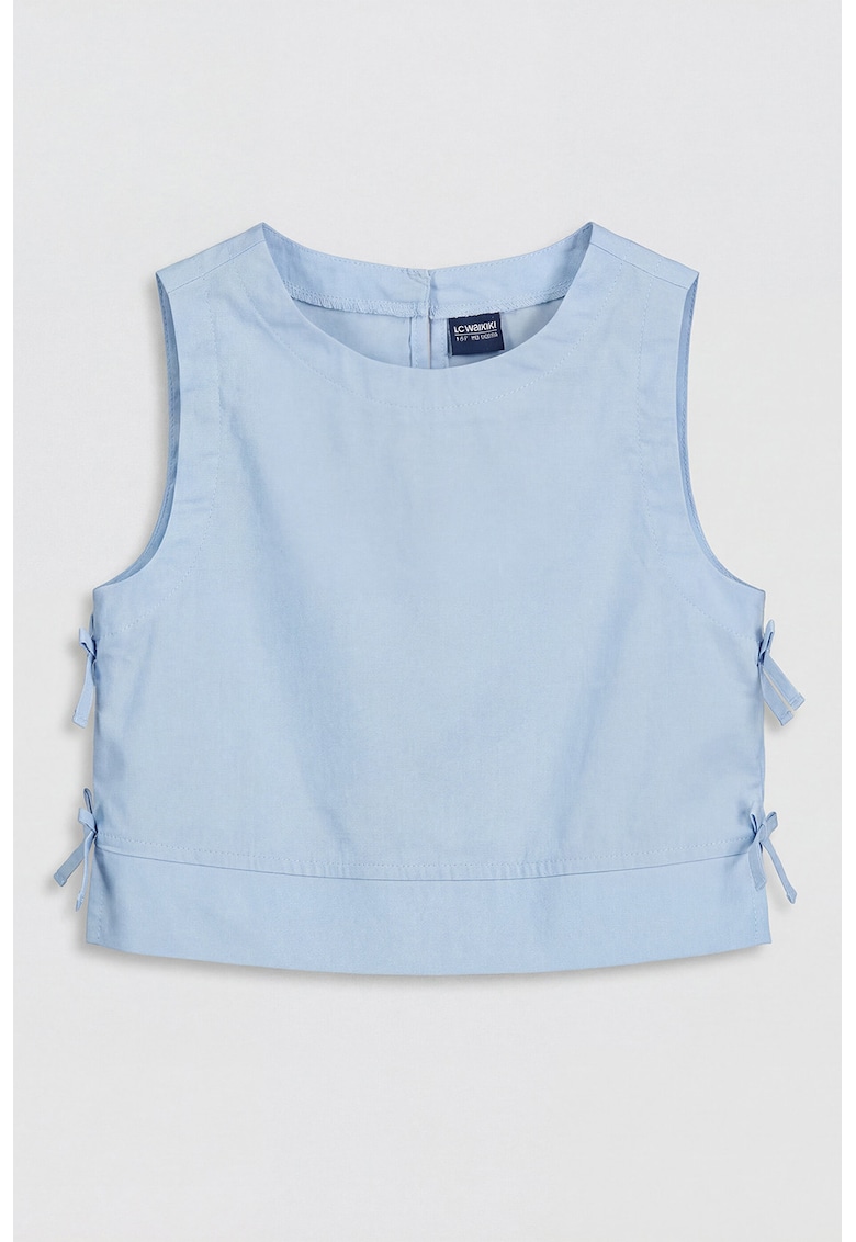 Top uni cu aplicatii funda - Albastru pastel