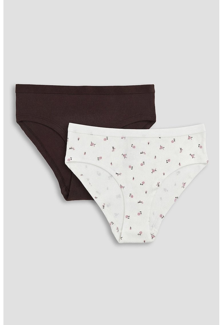 Set de chiloti hipster striati - 2 perechi - Maro inchis