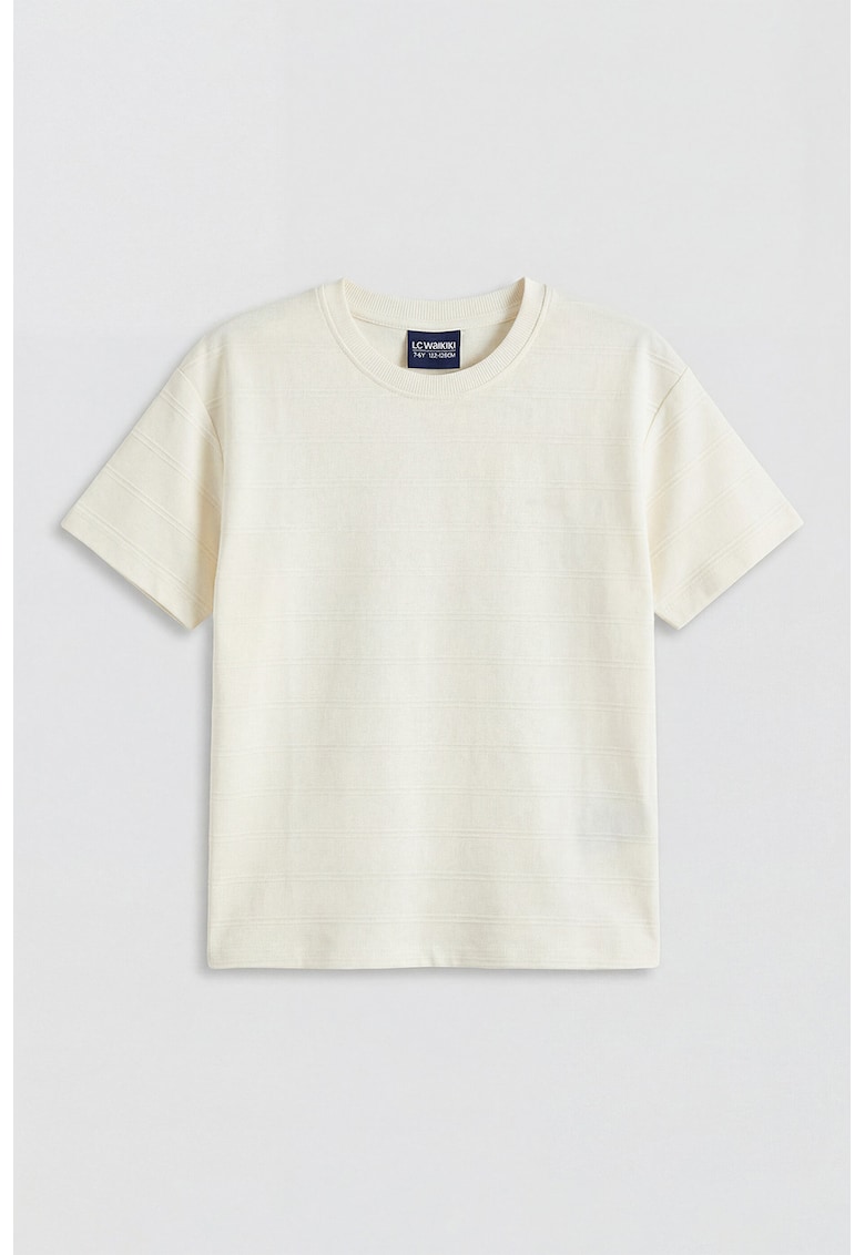 Tricou din bumbac cu model uni - Ecru