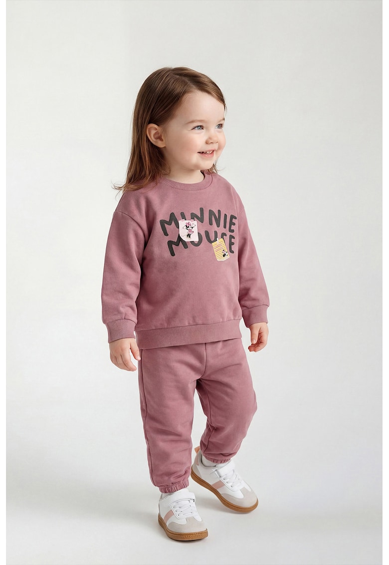 Set de bluza de trening si pantaloni din amestec de bumbac - 2 piese - Roz prafuit