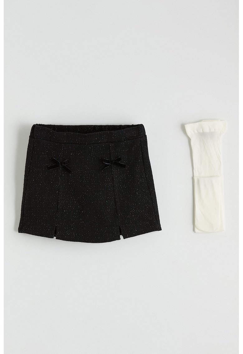 Set de pantaloni scurti stralucitori si dres - 2 piese - Negru/Alb murdar