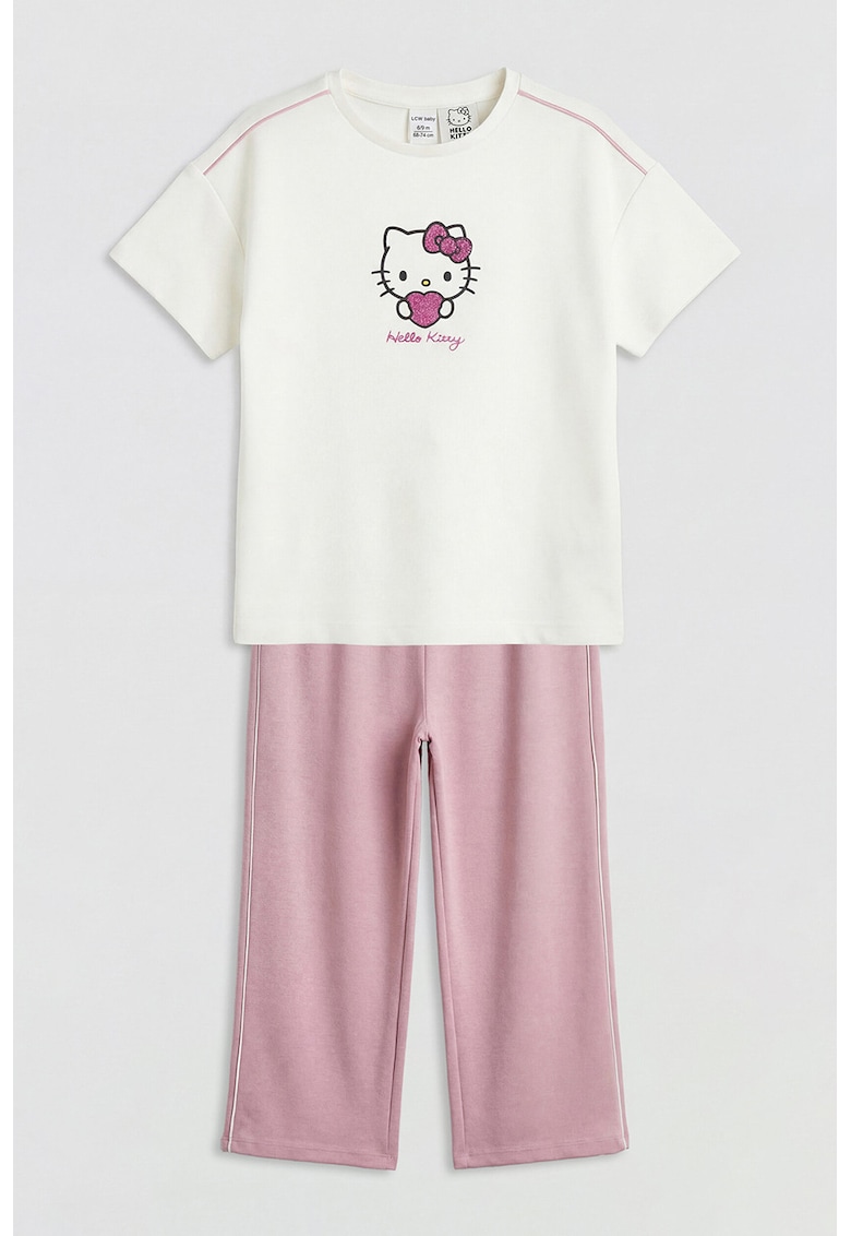 Trening lung cu imprimeu cu Hello Kitty - Roz aprins/Alb optic/Roz prafuit