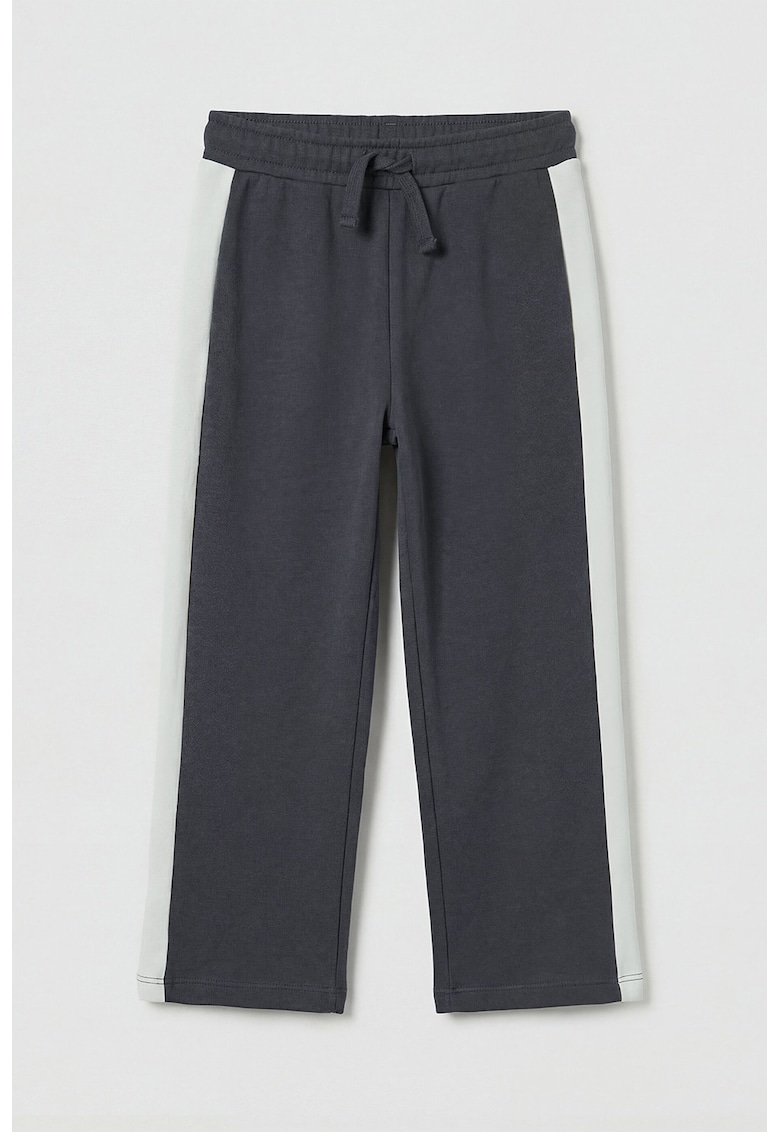 Pantaloni de trening drepti din amestec de bumbac - Alb/Gri antracit