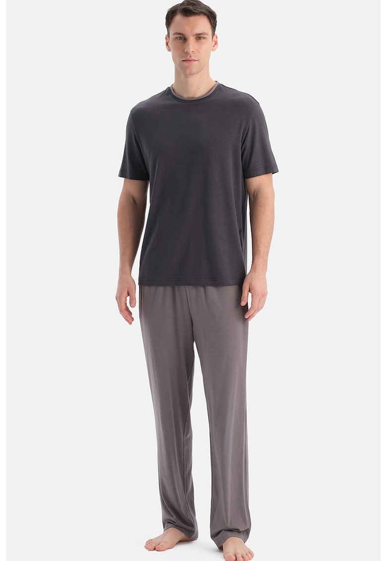 Pijama din bumbac si modal - Gri