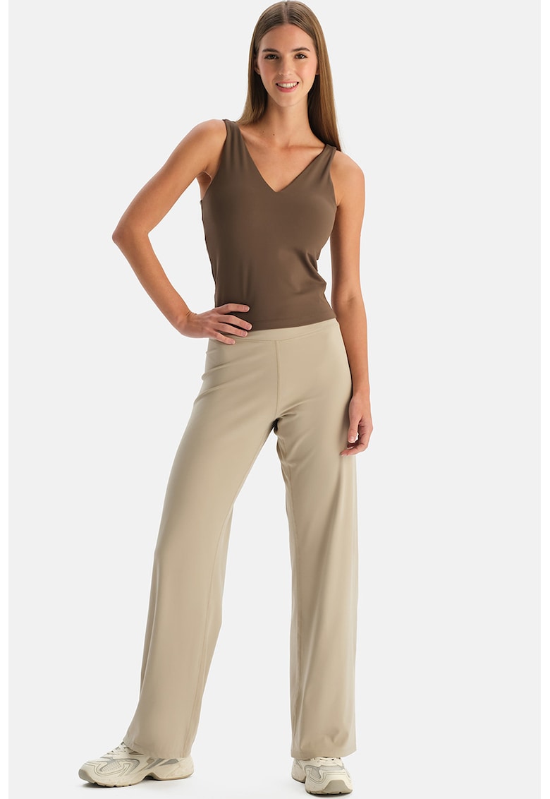 Pantaloni cu croiala ampla si talie inalta - Maro taupe deschis