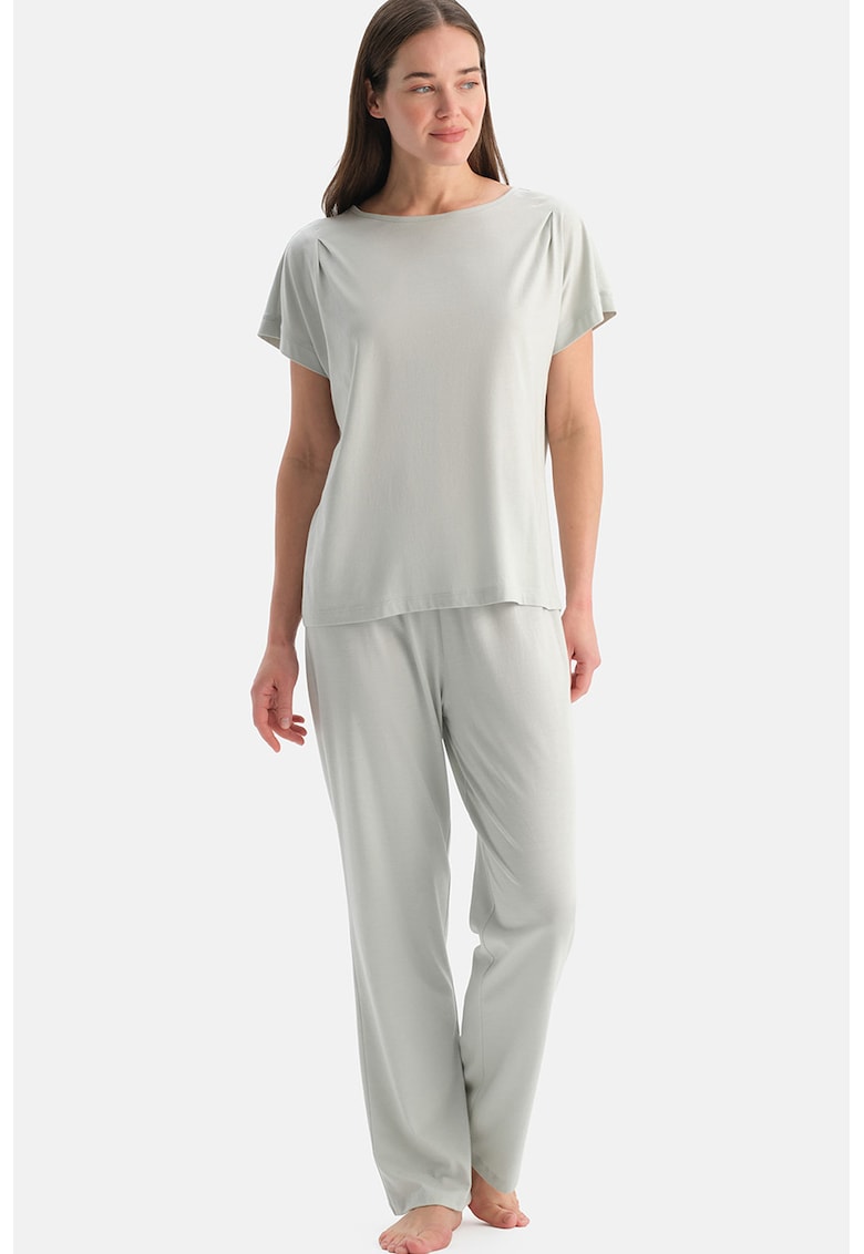 Pijama relaxed fit din amestec de modal - Gri deschis